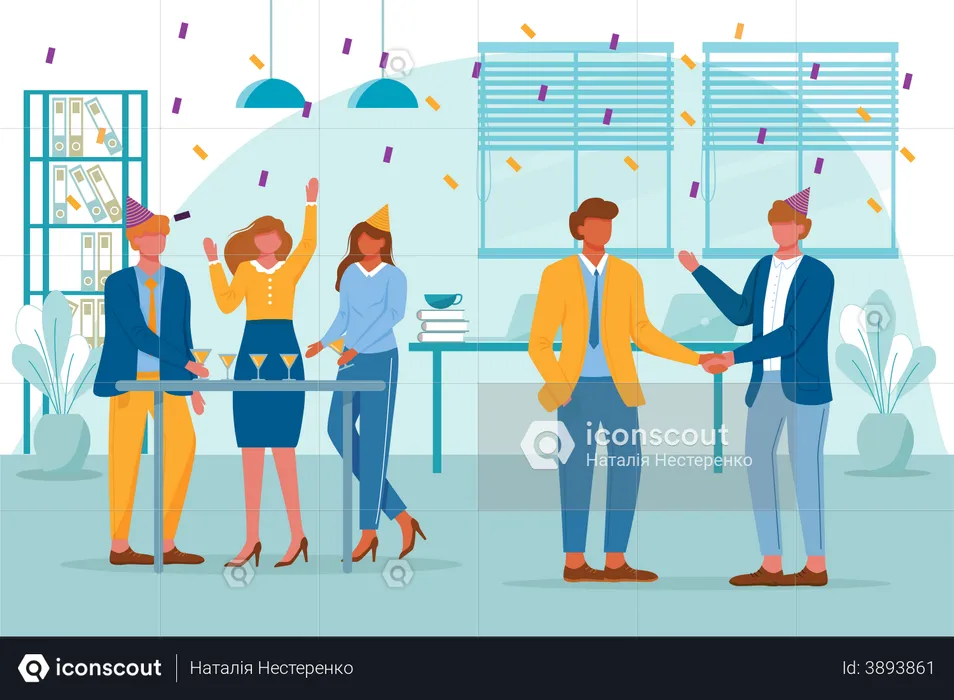Business team celebrate birthday party  Illustration
