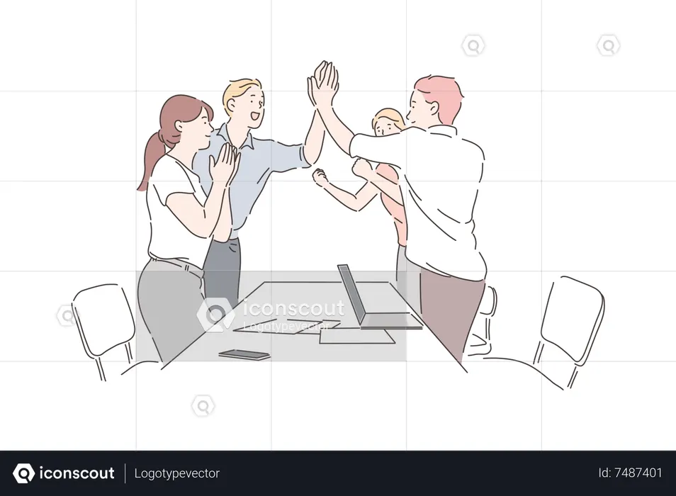 Business team celebrating  Illustration