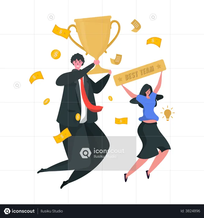 Business team celebrating victory  Illustration