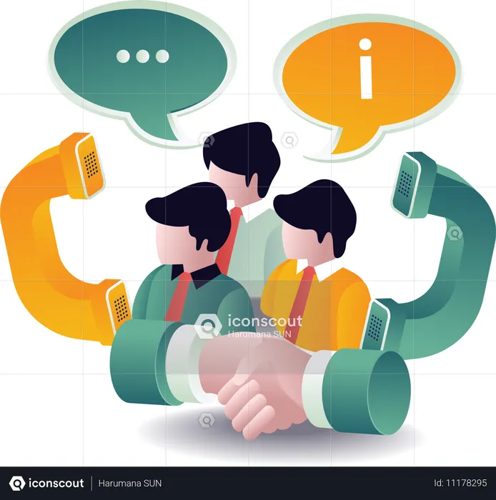 Business team collaboration with telephone  Illustration