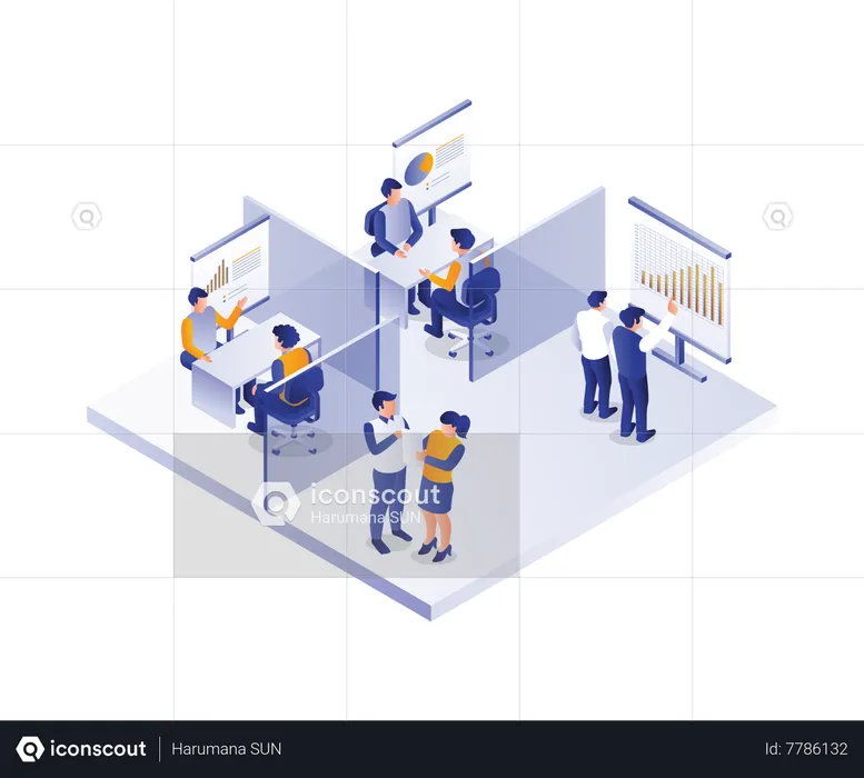 Business team data analysis  Illustration