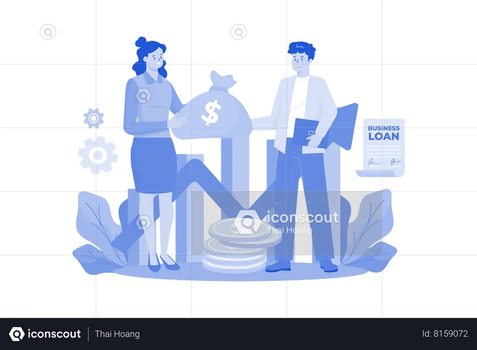 Business Team Discuss About Financial Growth  Illustration