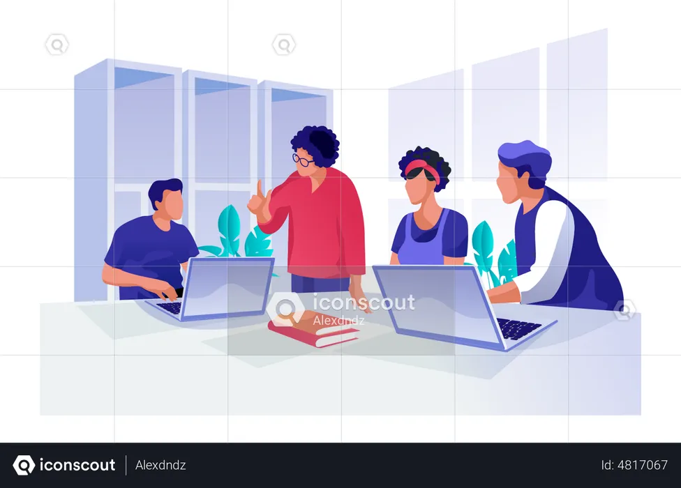 Business team discussing about business startup  Illustration
