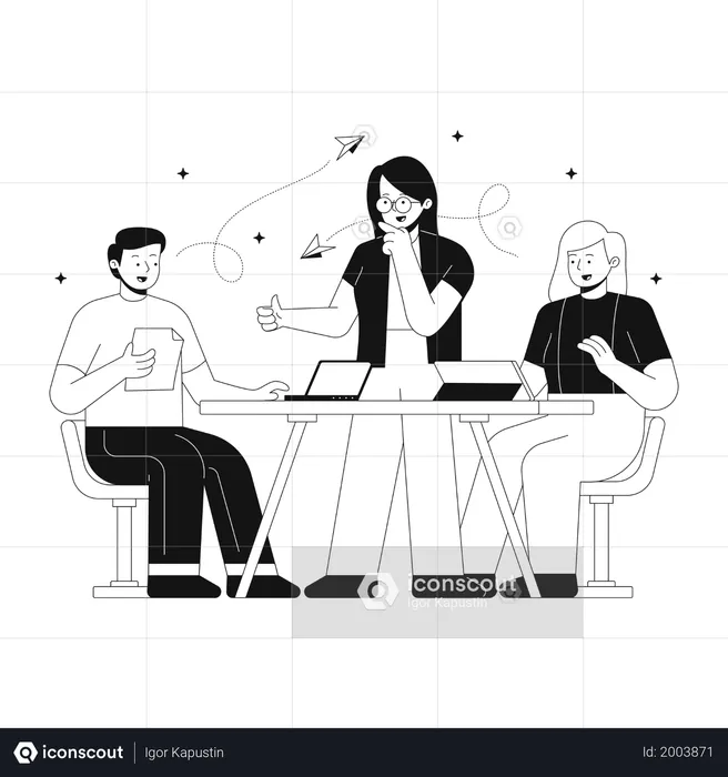 Business team discussing about new strategy  Illustration