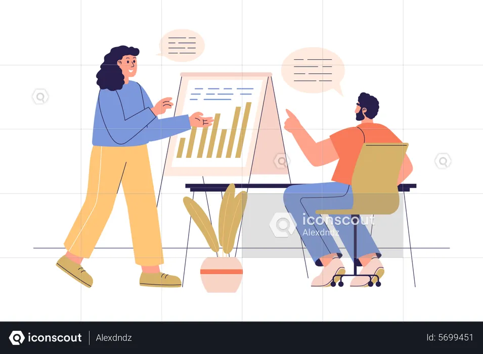 Business team discussing company financial data  Illustration