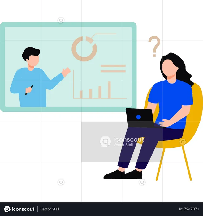 Business team discussing on analysis graph in online meeting  Illustration