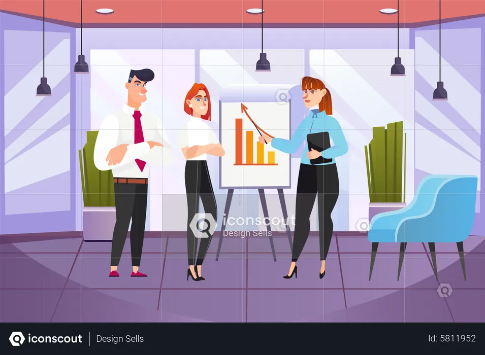 Business team discussing on growth graph  Illustration