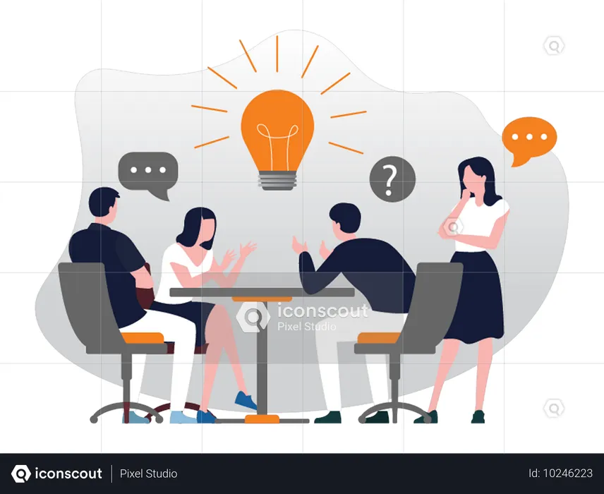 Business Team discussing strategy plans  Illustration