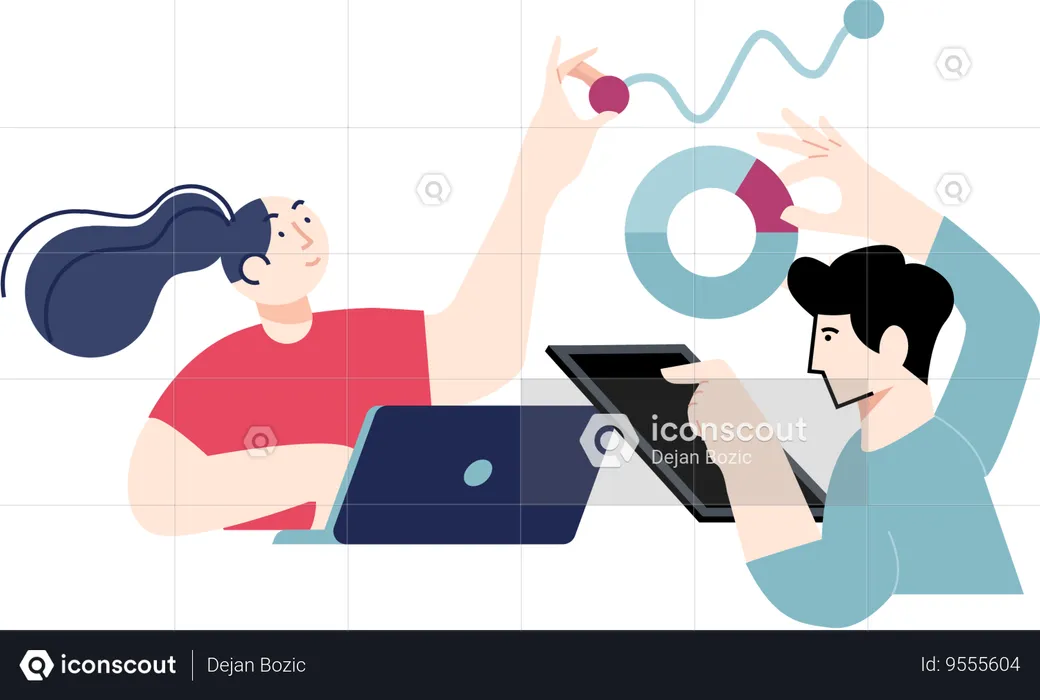 Business team doing analysis  Illustration