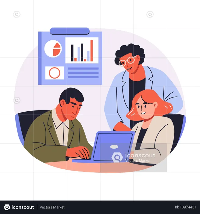 Business Team doing business Analysis  Illustration