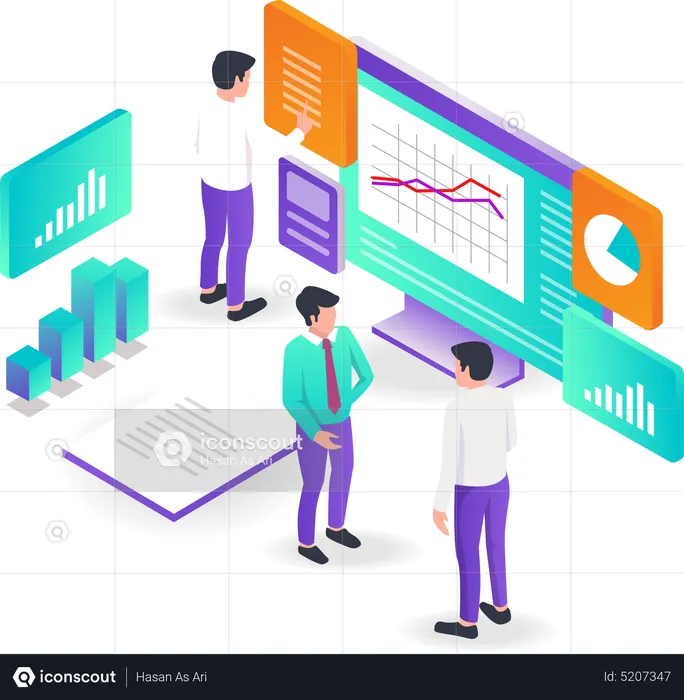 Business team doing Business analytic  Illustration