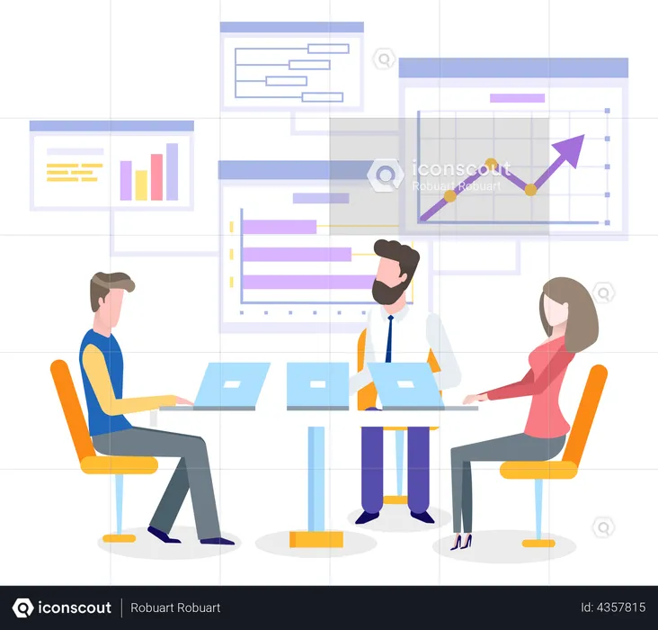 Business team doing analytics  Illustration