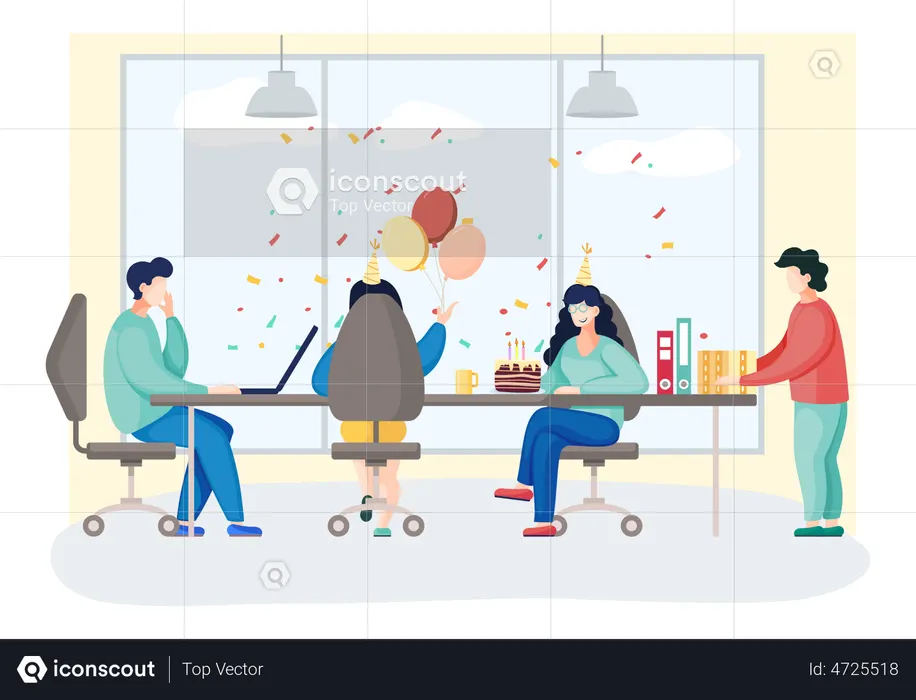 Business team doing Birthday party at office  Illustration