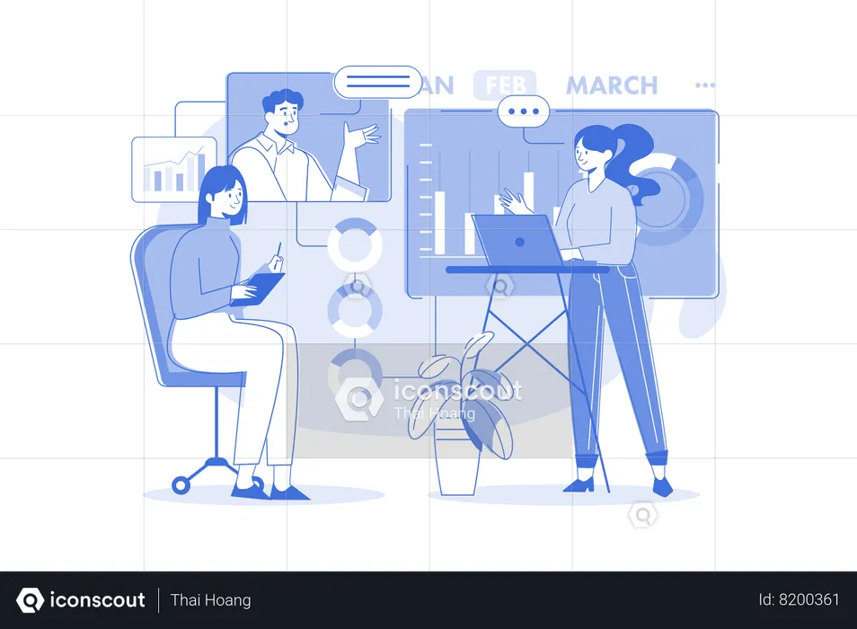 Business Team Doing Business Analysis  Illustration