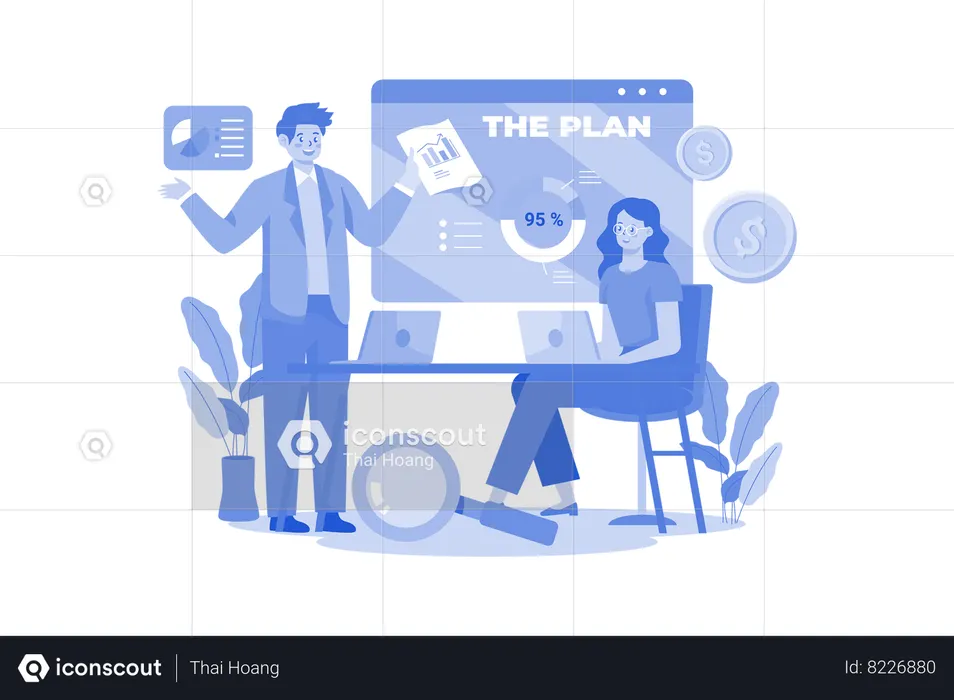 Business team doing business planning  Illustration