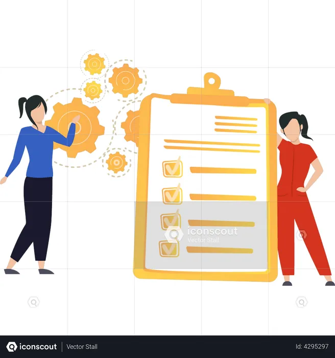 Business team doing checkmark on task list  Illustration
