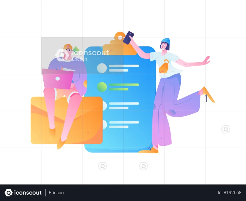 Business team doing collaborative work  Illustration
