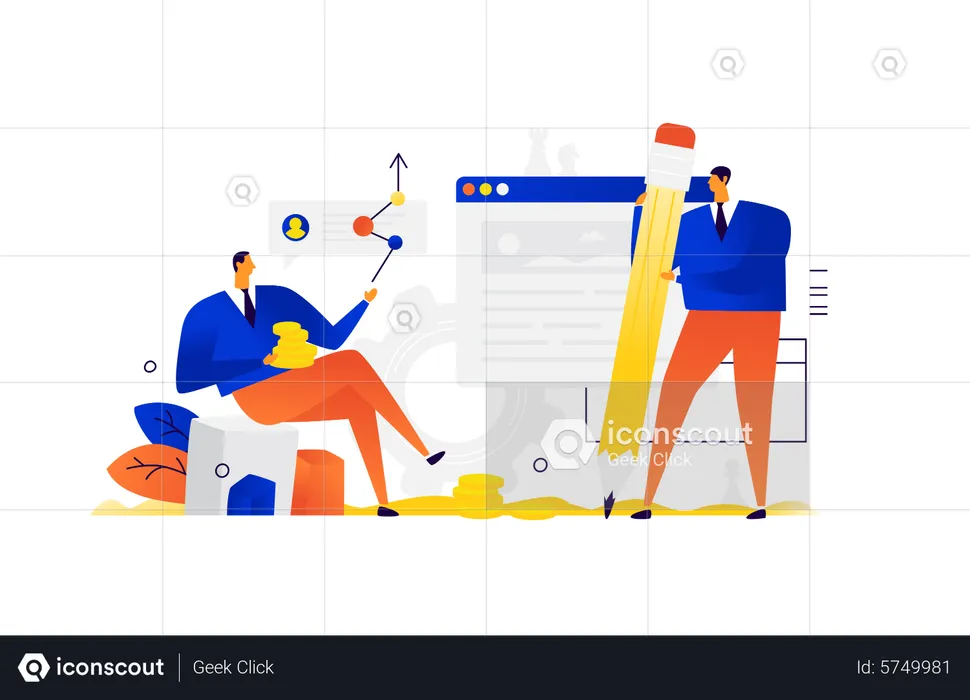 Business team doing creative writing  Illustration