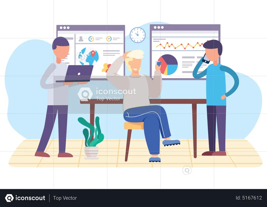 Business team doing data analysis  Illustration