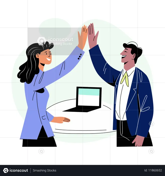 Business team doing High five  Illustration