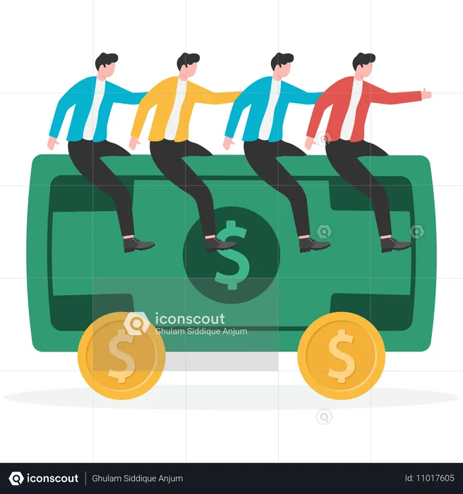 Business team doing money management  Illustration