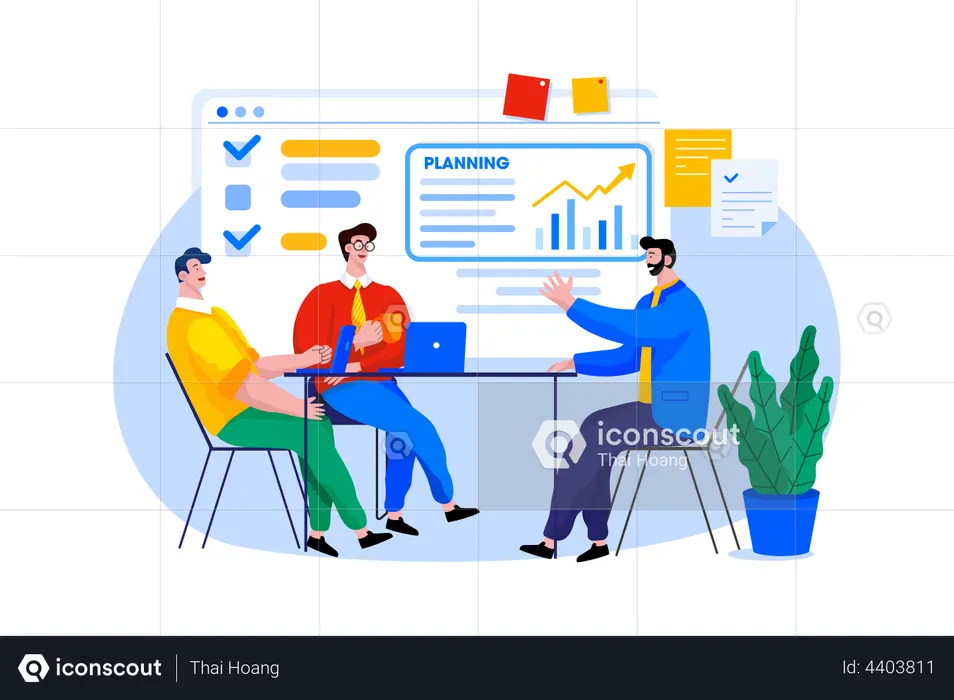 Business team doing planning for digital marketing  Illustration