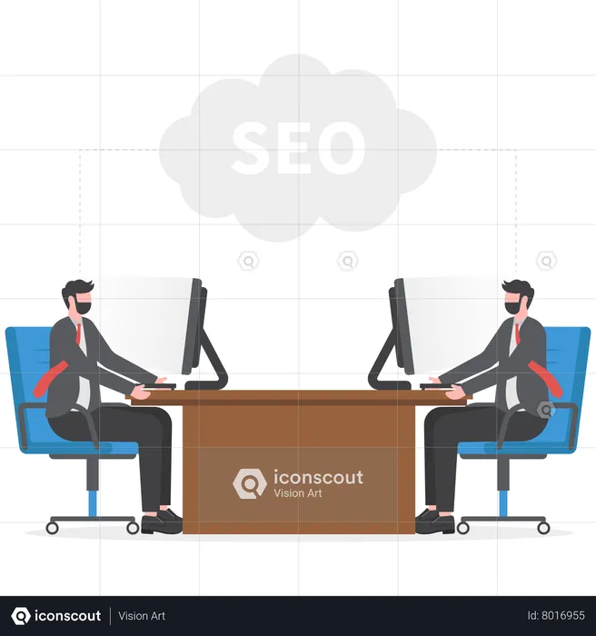 Business team doing search engine optimization  Illustration