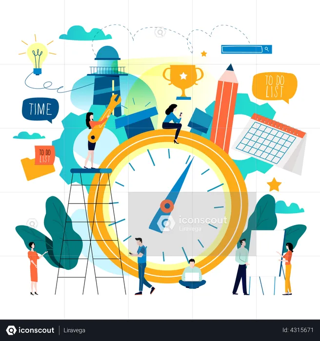 Business team doing time management  Illustration