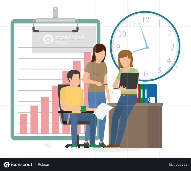 Business team doing time management  Illustration