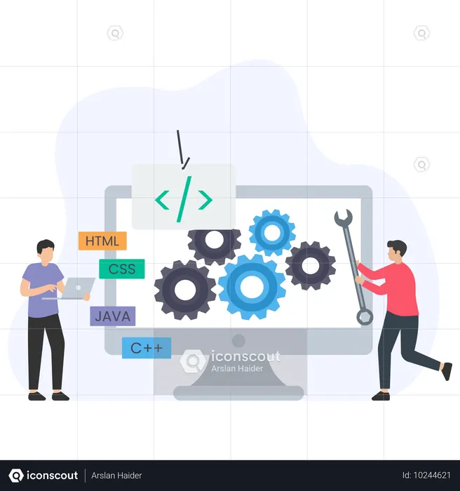 Business team doing web coding  Illustration
