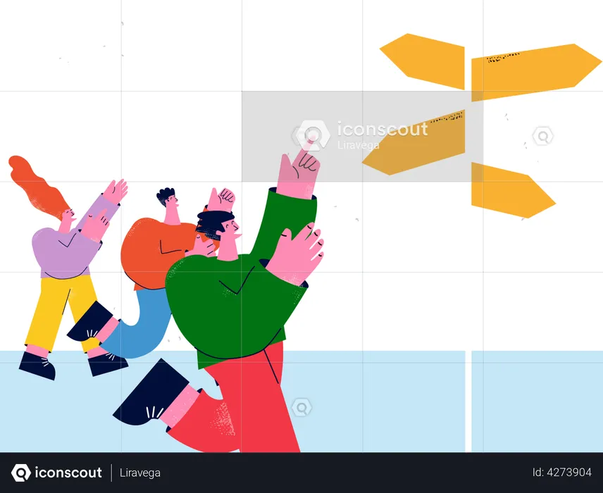 Business team finding direction  Illustration