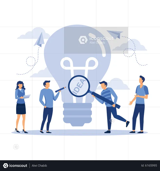 Business team finding successful idea  Illustration