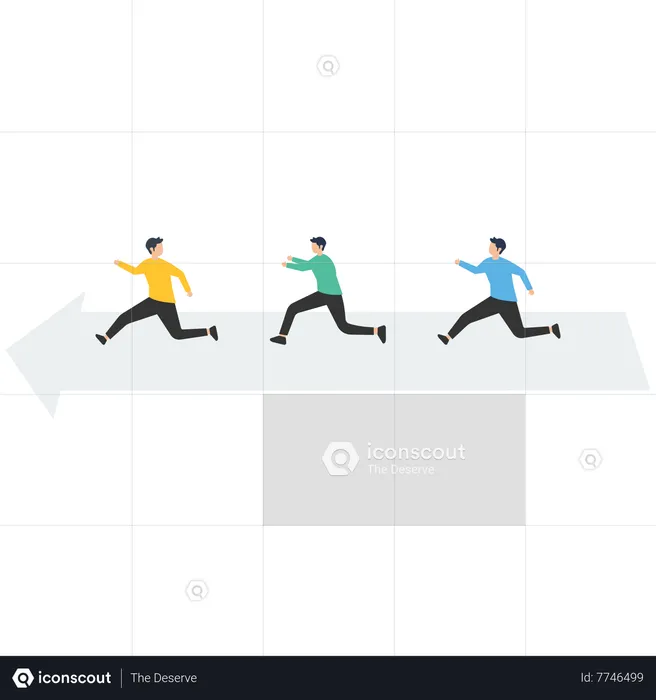 Business team following leader  Illustration