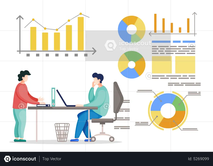 Geschäftsteam bei der Geschäftsanalyse  Illustration