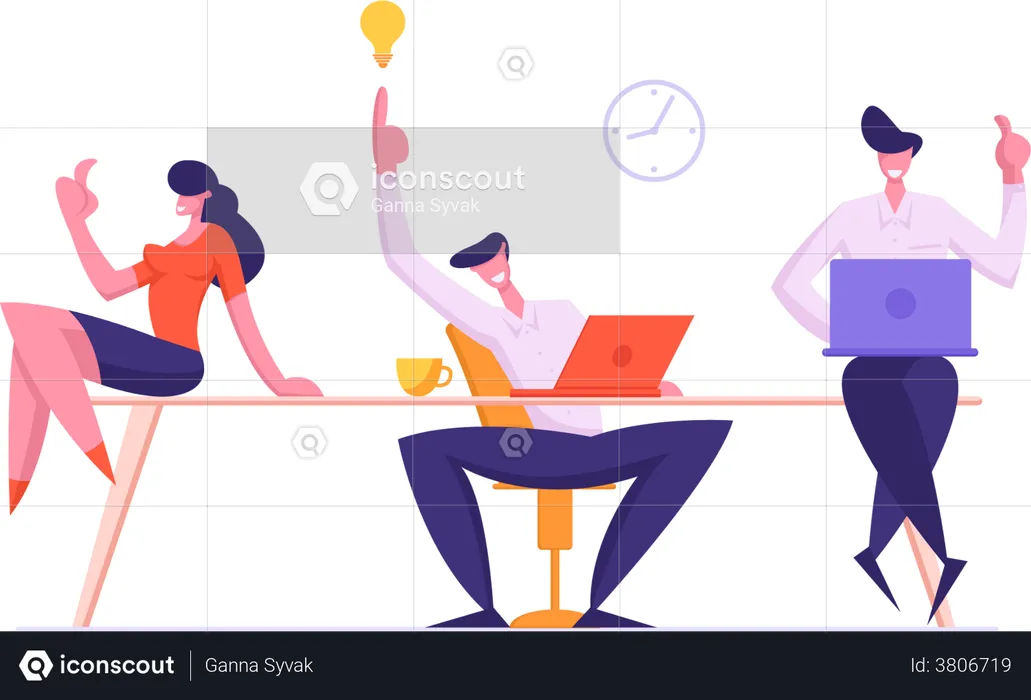 Business team getting creative idea  Illustration