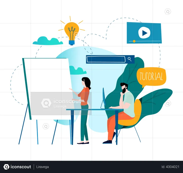 Business team getting idea from tutorial  Illustration