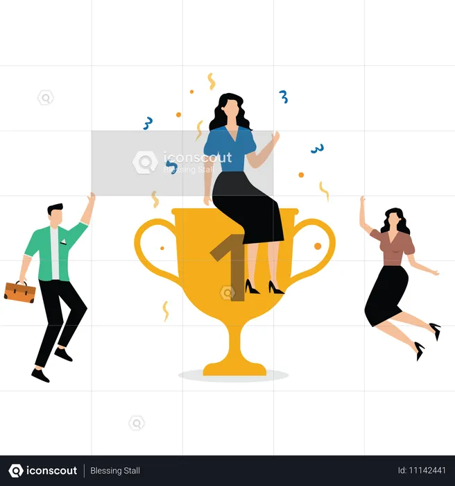 Business Team getting success achievement  Illustration