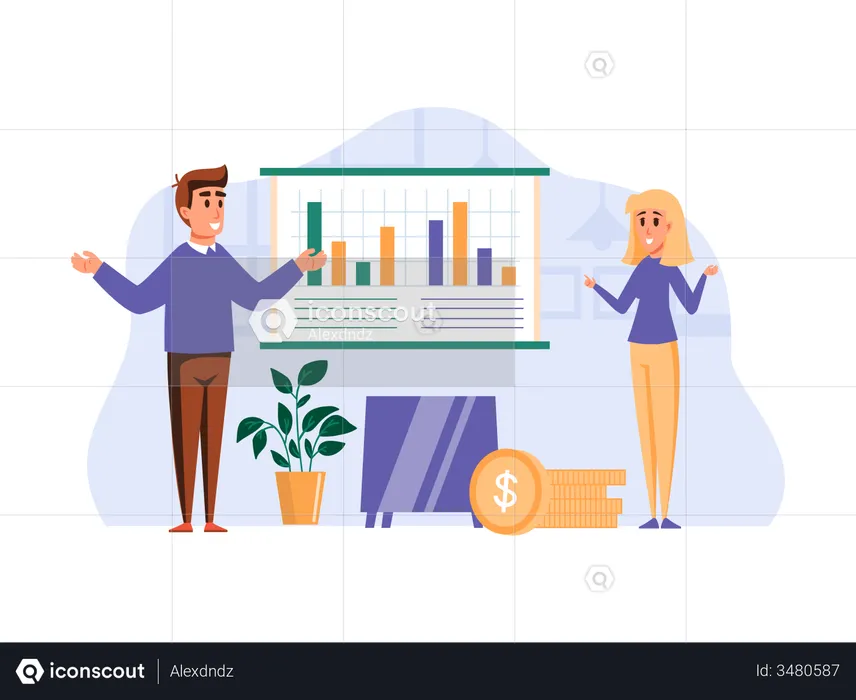 Business Team giving marketing growth  Illustration