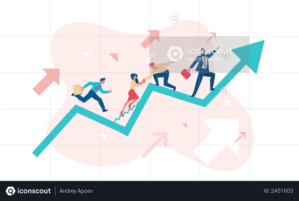 Business team going toward their goal  Illustration