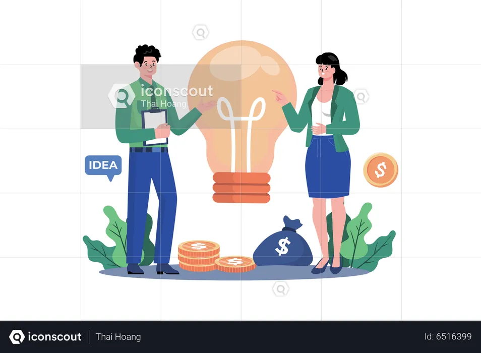 Business Team Got Money Idea  Illustration