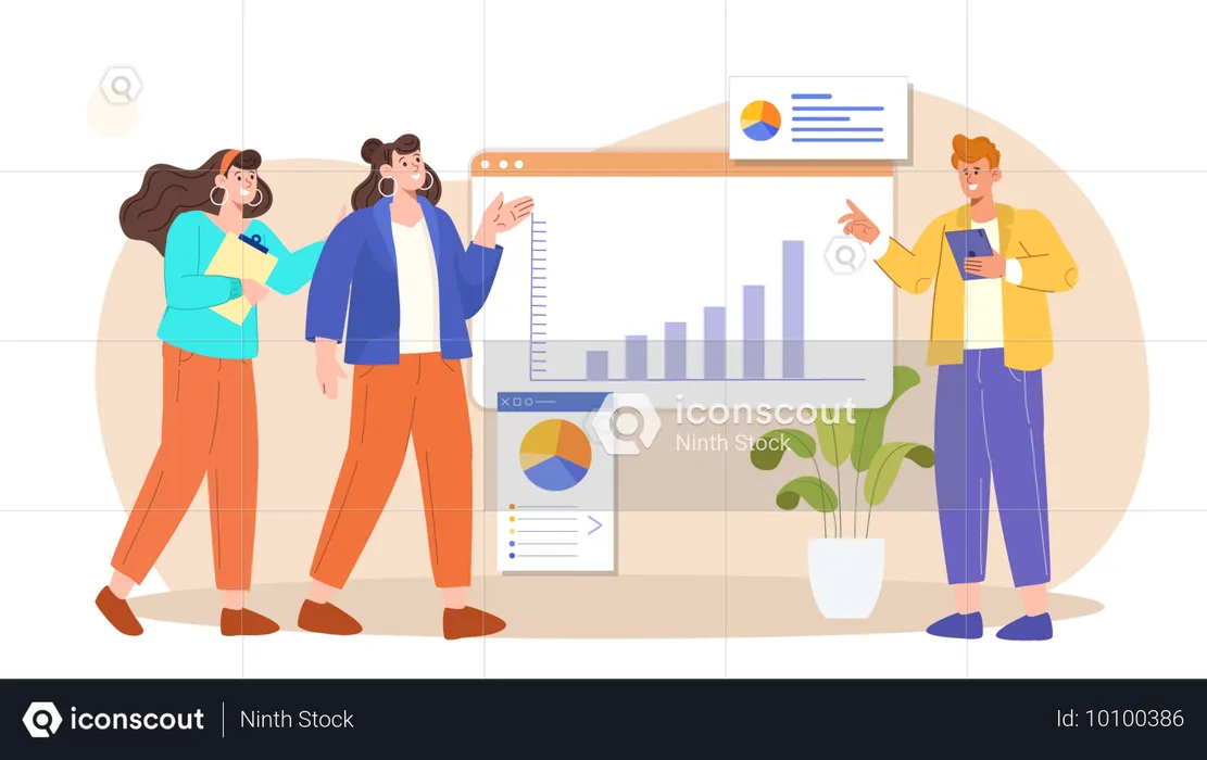 Business team having startup meeting  Illustration