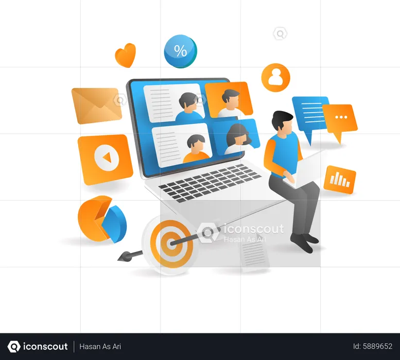 Business team having virtual conversation  Illustration