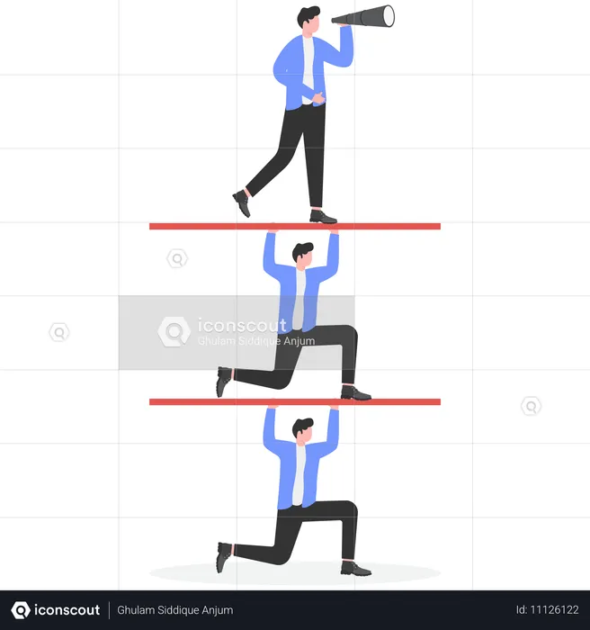 Geschäftsteams helfen sich gegenseitig bei der Zielerreichung  Illustration