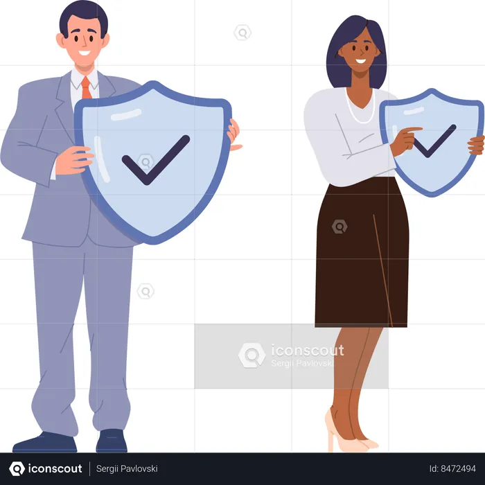 Business team holding protective shields  Illustration