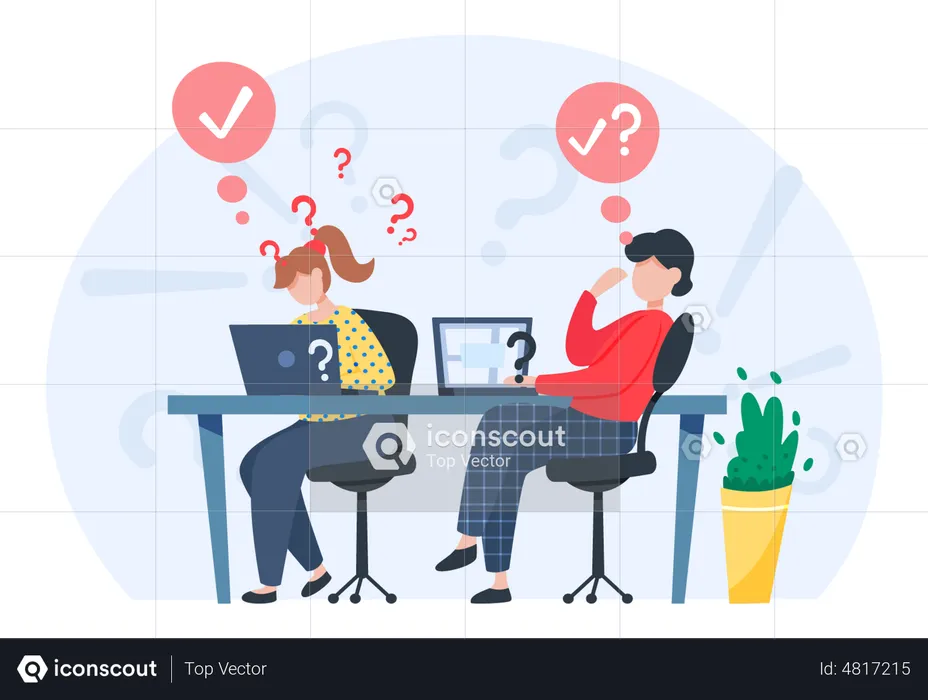 Business team in doubt  Illustration