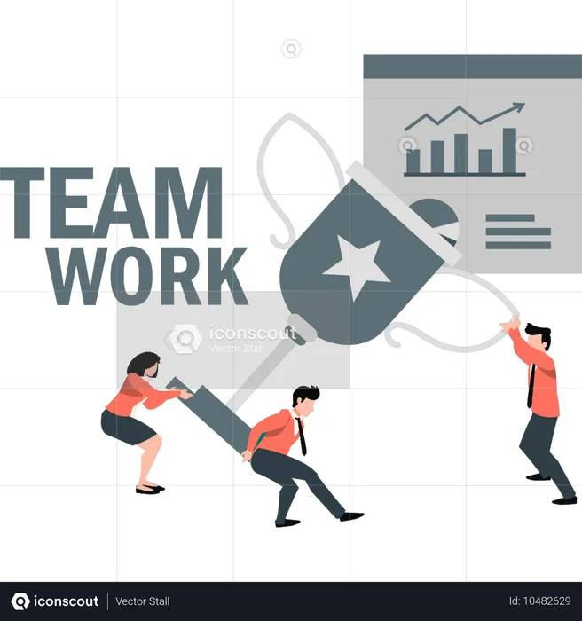 Business team is achieving business success.  Illustration