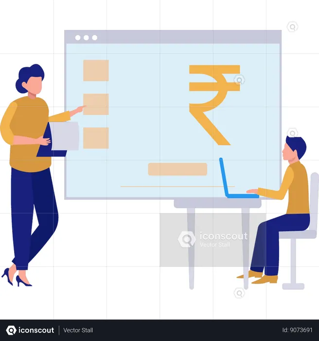Business team is discussing on finance  Illustration