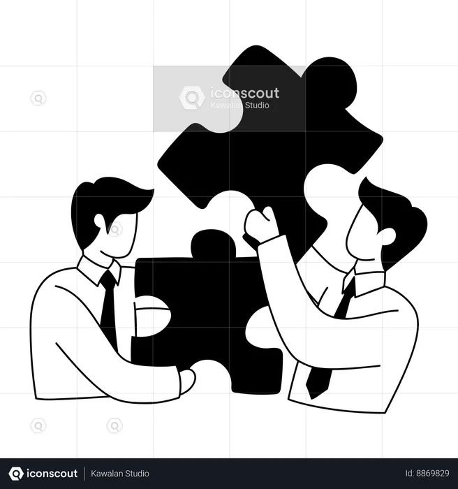 Business team  is solving business puzzle  Illustration