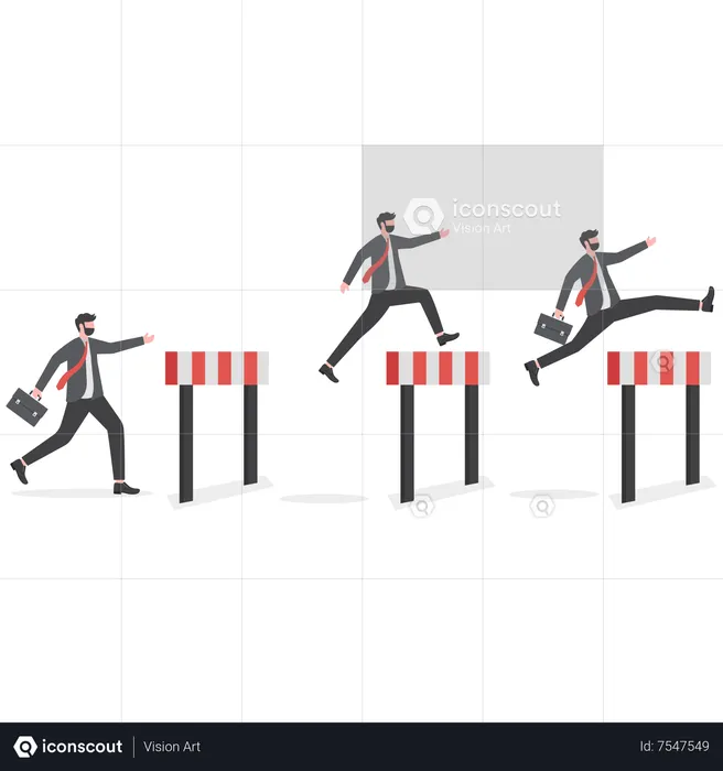 Business team jumping over hurdles  Illustration