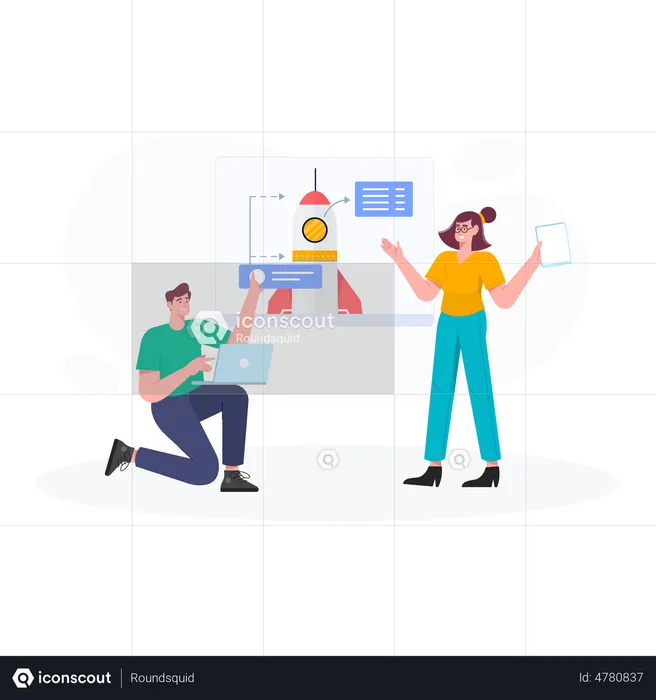Business Team Launching Startup  Illustration